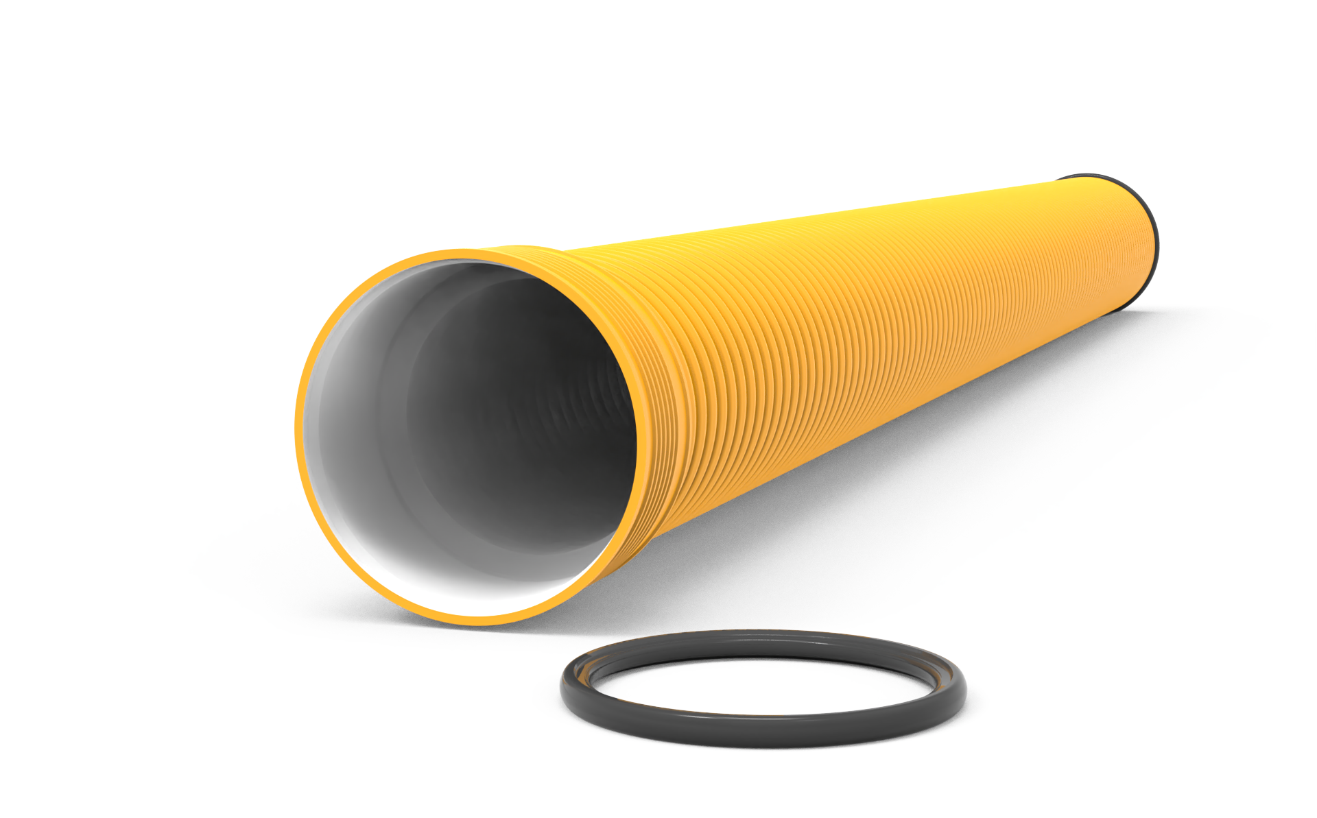 Двухслойная гофрированная труба с раструбом и уплотнительным кольцом ID 400 SN 14 FDplast